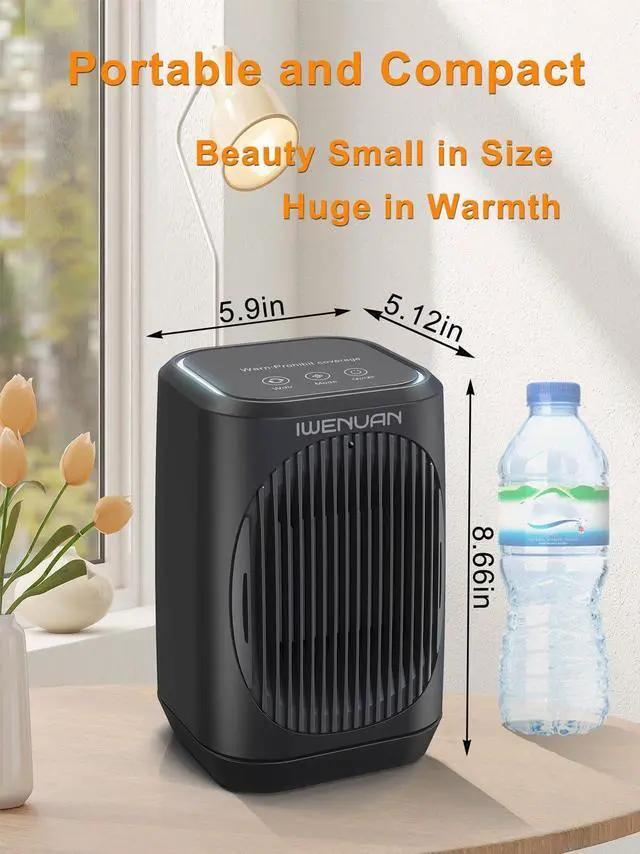 Alt view image 7 of 7 - Small Space Heater, Portable Electric Heaters for Indoor Use With 3 Modes, 70° Oscillation, Remote Control, Energy Efficient, Low Noise,1500W PTC Ceramic Fast Safety Heating For Bedroom Office