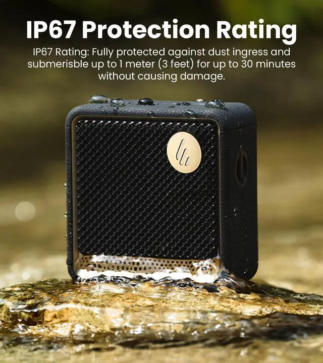 Alt view image 4 of 7 - ES20 Portable Bluetooth Speaker with IP67 Waterproof & Dustproof, 15 Hours Playtime, Wireless Connectivity for Home Office Outdoor (Black)