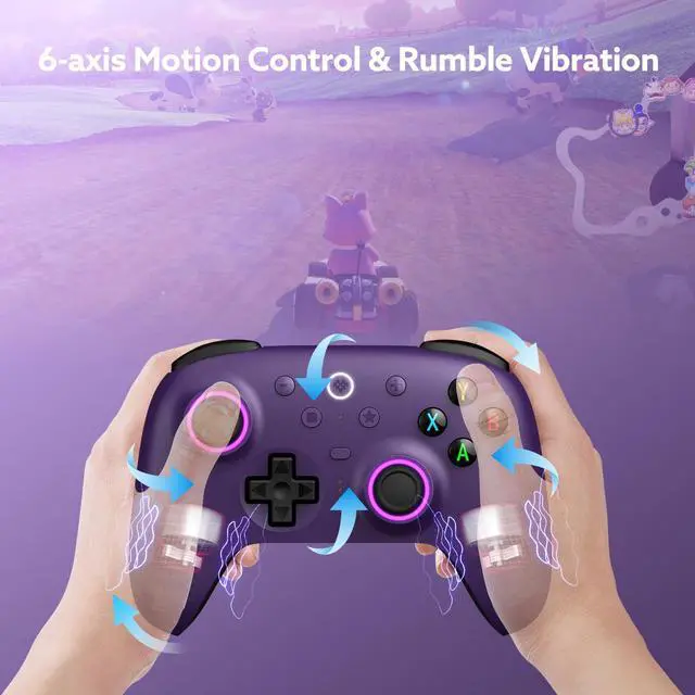 Alt view image 5 of 7 - Ultimate 2 Wireless 2.4G Controller (TMR Joystick Update), Star-Ring RGB Lights, Adjustable Trigger Locks, Gamepad with Charging Dock for Windows PC, Android (Purple)