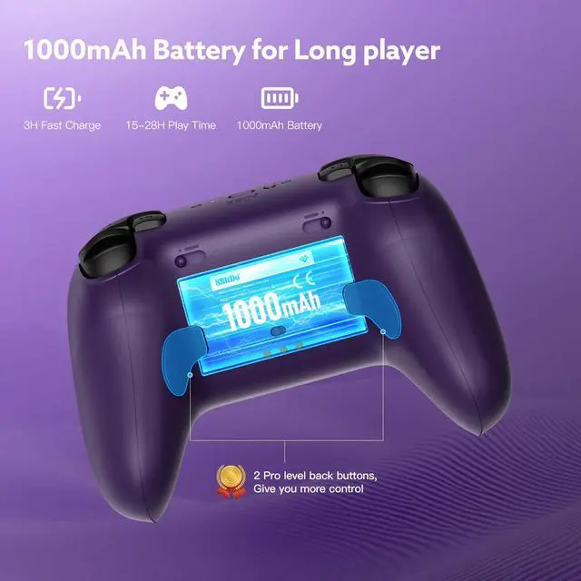 Alt view image 7 of 7 - Ultimate 2 Wireless 2.4G Controller (TMR Joystick Update), Star-Ring RGB Lights, Adjustable Trigger Locks, Gamepad with Charging Dock for Windows PC, Android (Purple)