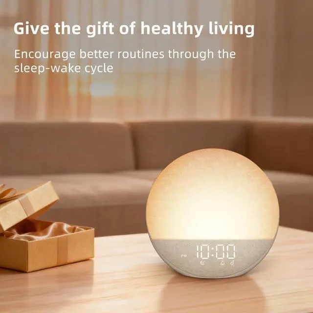 Alt view image 7 of 7 - Sunrise Alarm Clock White Noise Machine: Natural Wake Up Light - Dimmable Clock with Bluetooth Speaker for Bedroom - 25 Sleep Sounds for Baby Adults Kids Putty