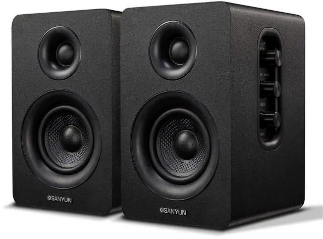 Main image of SW208 3" Active Bluetooth 5.0 Bookshelf Speakers 60W Carbon Fiber Speaker Unit - Built-in 24bit DAC - Dynamic 3D Surround Sound 2.0 Computer PC Monitor Gaming Speakers (Pair, Black)