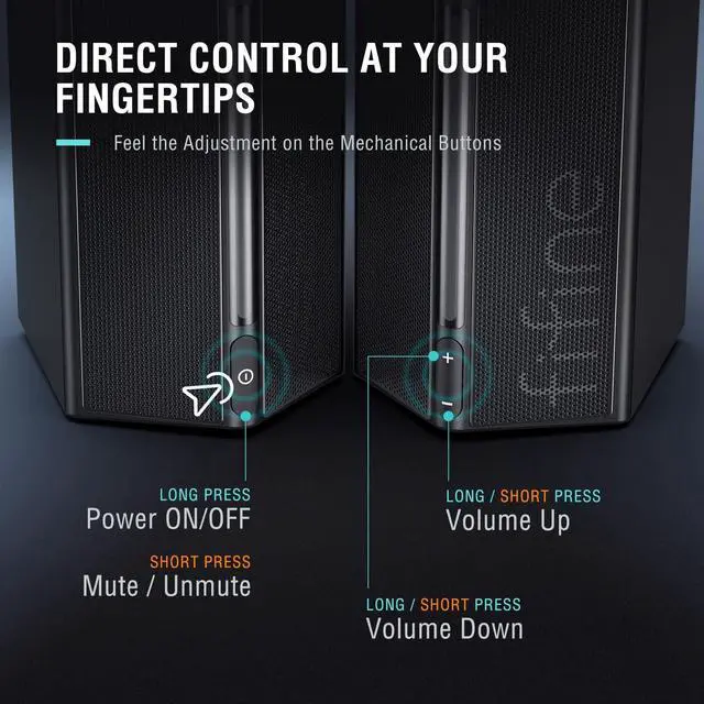 Alt view image 6 of 7 - Computer Speakers, Desktop PC Speakers with Volume Control, RGB Gaming Loudspeakers Wired with 3.5mm Aux Audio Cable for Laptop Monitor Phone Tablet-AmpliGame A20