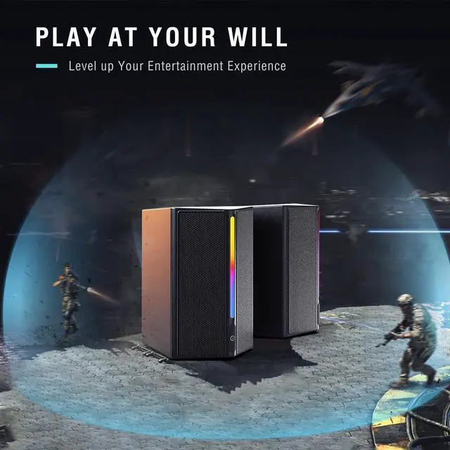 Alt view image 5 of 7 - Computer Speakers, Desktop PC Speakers with Volume Control, RGB Gaming Loudspeakers Wired with 3.5mm Aux Audio Cable for Laptop Monitor Phone Tablet-AmpliGame A20