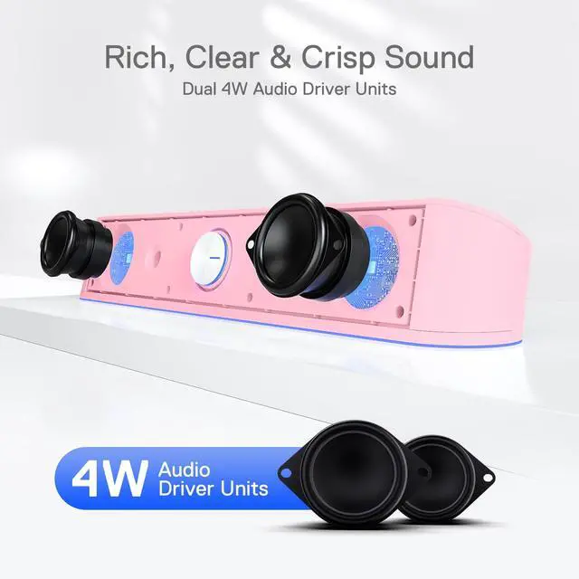 Alt view image 3 of 7 - GS560 RGB Desktop Soundbar, Dynamic Lighting Bar with Audio Sync