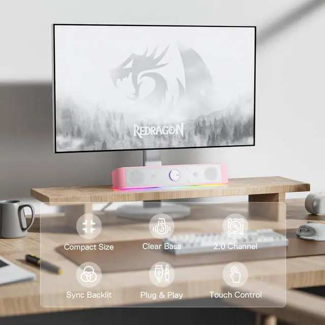 Alt view image 2 of 7 - GS560 RGB Desktop Soundbar, Dynamic Lighting Bar with Audio Sync