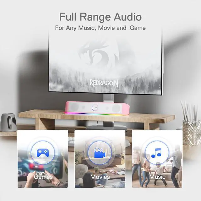 Alt view image 5 of 7 - GS560 RGB Desktop Soundbar, Dynamic Lighting Bar with Audio Sync