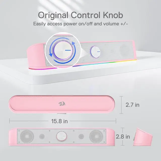 Alt view image 6 of 7 - GS560 RGB Desktop Soundbar, Dynamic Lighting Bar with Audio Sync