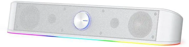 Main image of GS560 RGB Desktop Soundbar, 2.0 Channel Computer Speaker with Dynamic Lighting Bar Audio-Light Sync/Display, Touch-Control Backlit with Volume Knob, USB Powered w/ 3.5mm Cable, White