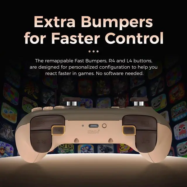 Alt view image 5 of 7 - Ultimate 2C Wireless 2.4G Controller for Windows PC and Android, Gamepad with Hall Effect Joysticks and Hall Triggers, 1000Hz Polling Rate, Remappable L4/R4 Bumpers - Black Myth: Wukong