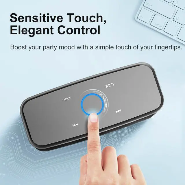 Alt view image 3 of 7 - Wireless Bluetooth Speaker-12W HD Sound with Rich Bass, IPX5 Waterproof, 20H Playtime, Handsfree, for Gatherings, Home, Office, Outdoor, Travel-Grey