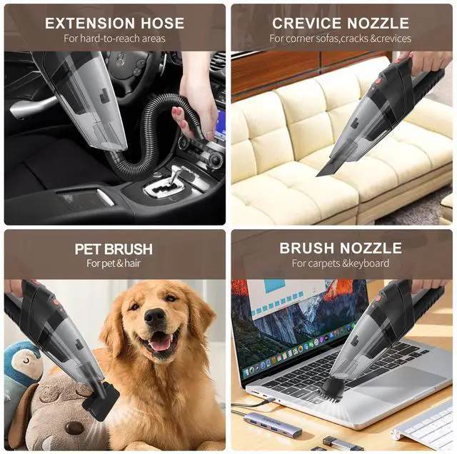 Alt view image 5 of 7 - Handheld Vacuum Cleaner, Cordless Vacuum Cleaner, 6.5KPA Super Powerful Suction Cleaner, Rechargeable Portable Hand Vacuum,with LED, HEPA Filter, for Home & Pet Hair (Black)