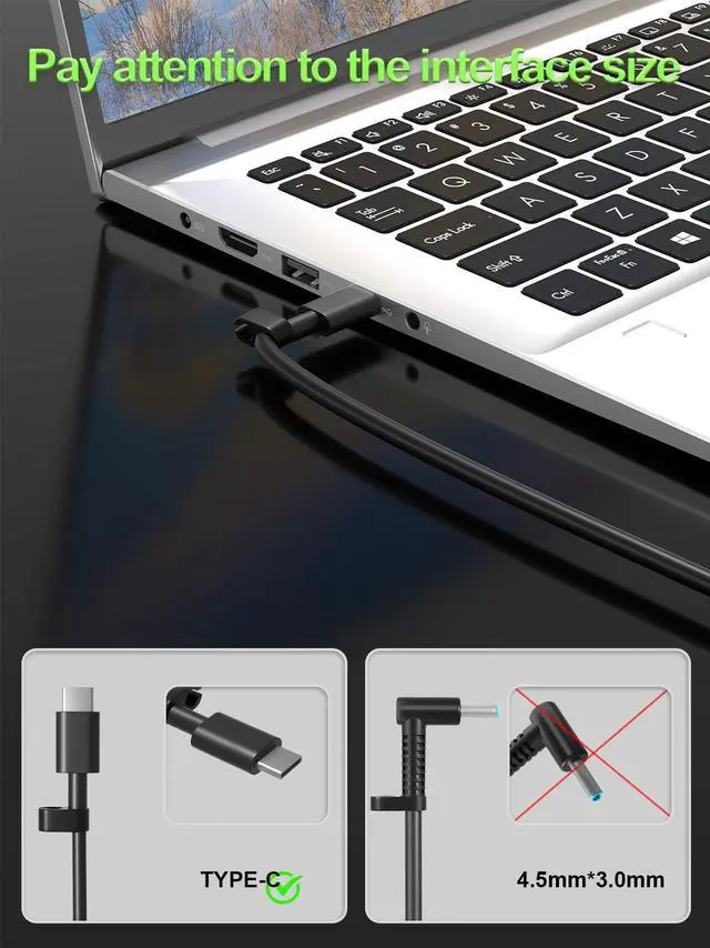 Alt view image 2 of 7 - 100W USB-C Charger Compatible with Dell Precision 5770 5760 5680 3580 Latitude 9440 9510 9520 7640 5340 XPS 9440 9720 Inspiron-14 16 7430 7640 Pro Rugged 13 14 16 Laptop