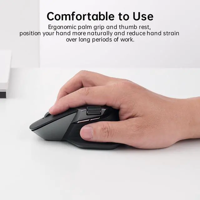Alt view image 7 of 7 - MT760 Multi-Device Wireless Mouse, Bluetooth 5.0 and 2.4G Multi-Mode Connection, Up to 4 Devices, 11 Programmable Buttons, 4K DPI, 90 Days Battery Life, PC, Matte Black