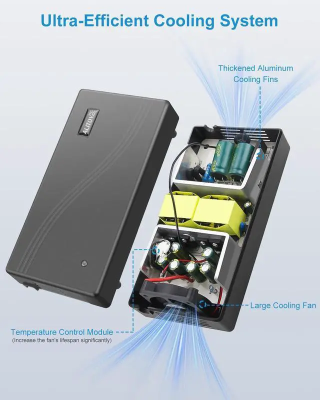 Alt view image 3 of 7 - AC to DC Converter 110V to 12V 20.8A 250W(Pro Max) Car Plug to Wall Plug Adapter 120V AC to DC 12 Volt 20A 15A 10A Power Supply Adapter for Car Refrigerator Tire Inflator Vacuum Cleaner