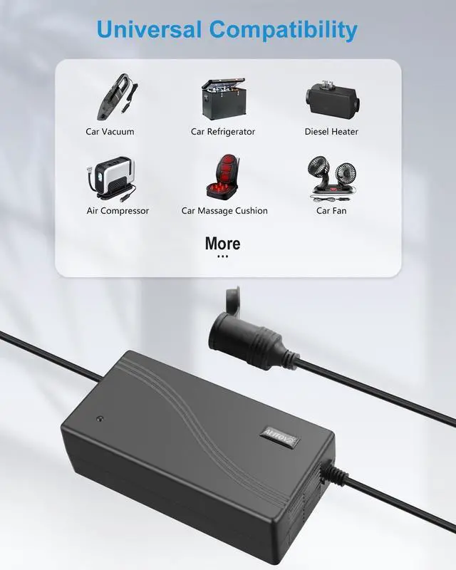 Alt view image 7 of 7 - AC to DC Converter 110V to 12V 20.8A 250W(Pro Max) Car Plug to Wall Plug Adapter 120V AC to DC 12 Volt 20A 15A 10A Power Supply Adapter for Car Refrigerator Tire Inflator Vacuum Cleaner