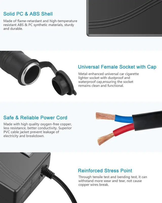 Alt view image 5 of 7 - AC to DC Converter 110V to 12V 20.8A 250W(Pro Max) Car Plug to Wall Plug Adapter 120V AC to DC 12 Volt 20A 15A 10A Power Supply Adapter for Car Refrigerator Tire Inflator Vacuum Cleaner