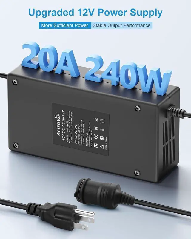 Alt view image 2 of 7 - AC to DC Converter 110V to 12V 20.8A 250W(Pro Max) Car Plug to Wall Plug Adapter 120V AC to DC 12 Volt 20A 15A 10A Power Supply Adapter for Car Refrigerator Tire Inflator Vacuum Cleaner