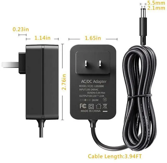 Alt view image 2 of 7 - 12V 2A Power Supply, AC 120V to DC12V 5.5x2.1mm Jack Converter, 12 Volt LED Driver 24W Adapter Transformer for Strip Lights, Surveillance Cameras, External HDD, Monitor, CCTV (Pack of 5)