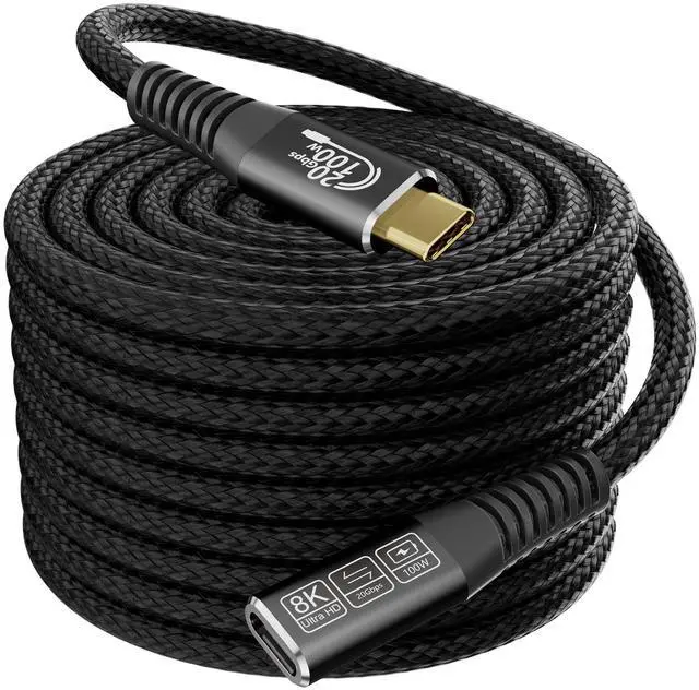 Main image of Long USB c Extension Cable 20FT, 20Gbps/100W USB3.2 Type C Extender Cord, 4K@60Hz Video Output Nylon Braided usbc Male to USB-c Female Charging Cable Compatibility with Thunderbolt 4/3