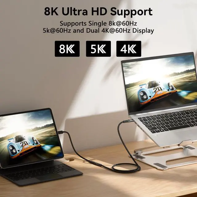 Alt view image 2 of 7 - Long USB c Extension Cable 20FT, 20Gbps/100W USB3.2 Type C Extender Cord, 4K@60Hz Video Output Nylon Braided usbc Male to USB-c Female Charging Cable Compatibility with Thunderbolt 4/3