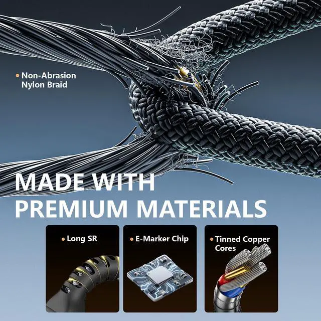 Alt view image 7 of 7 - Long USB c Extension Cable 20FT, 20Gbps/100W USB3.2 Type C Extender Cord, 4K@60Hz Video Output Nylon Braided usbc Male to USB-c Female Charging Cable Compatibility with Thunderbolt 4/3