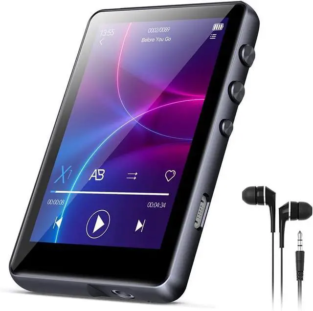Main image of MP3 Player Bluetooth 5.3, Full Touch Screen HiFi Lossless MP3 Music Player, Line-in Speaker, with line Recorder, FM Radio, Support up to 128 GB (Black)