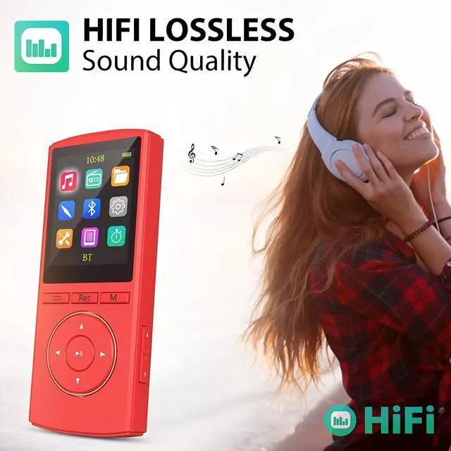 Alt view image 3 of 7 - MP3 Player 64GB with Bluetooth,HiFi,Sport,Line-in rip Music, Lossless Sound, Sleep Timer, FM, Long Battery Life(Black) (Black)