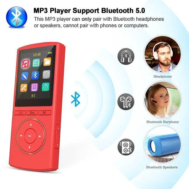 Alt view image 4 of 7 - MP3 Player 64GB with Bluetooth,HiFi,Sport,Line-in rip Music, Lossless Sound, Sleep Timer, FM, Long Battery Life(Black) (Black)
