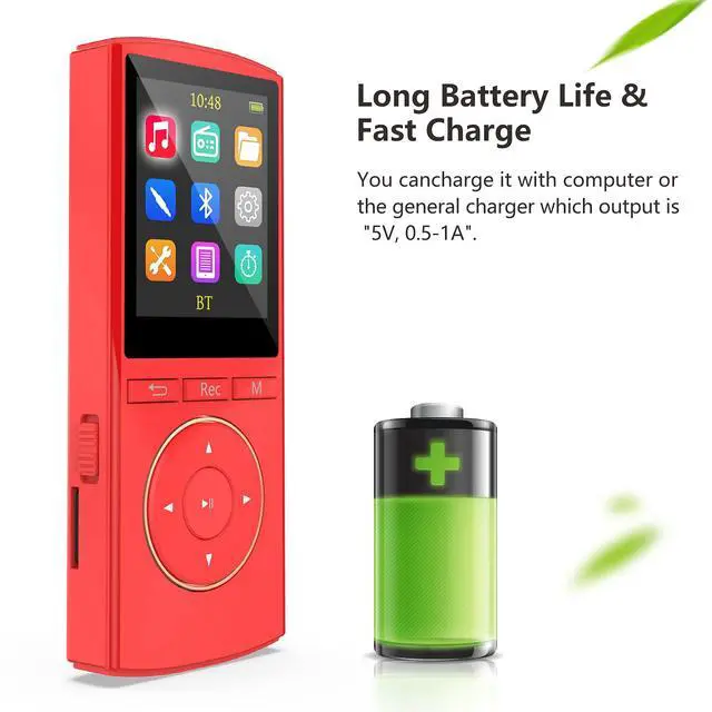 Alt view image 6 of 7 - MP3 Player 64GB with Bluetooth,HiFi,Sport,Line-in rip Music, Lossless Sound, Sleep Timer, FM, Long Battery Life(Black) (Black)