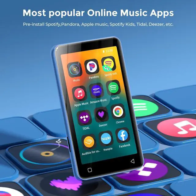 Alt view image 2 of 7 - MP3 Player with Bluetooth and WiFi,MP3 Player with Spotify,Spotify Kids,Audible,Pandora,Amazon Music,4" Music Player MP4 Up to 1TB(80GB,Blue_White)