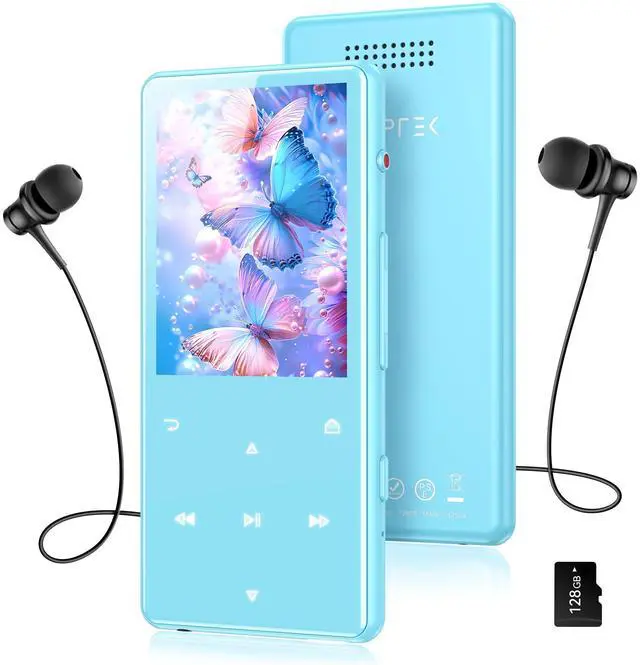Main image of 128GB MP3 Player with Bluetooth 5.4, M6 2.4 inch Music Player with One-Click Recording, Built in Speaker and FM Radio, Touch Buttons(Blue)
