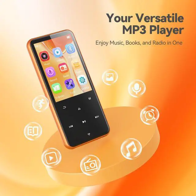 Alt view image 2 of 7 - 64GB MP3 Player with Bluetooth, M3 2.4 inch Music Player with Speaker and FM Radio, Touch Buttons, Supports Up to 128GB(Orange)