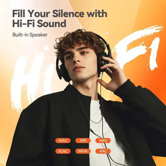 Alt view image 4 of 7 - 64GB MP3 Player with Bluetooth, M3 2.4 inch Music Player with Speaker and FM Radio, Touch Buttons, Supports Up to 128GB(Orange)