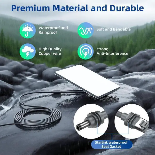 Alt view image 5 of 7 - Starlink Mini Ethernet Cable with Power Cord, 3 in 1 - RJ45 to RJ45 / DC to DC/DC to C, Replacement Waterproof Extension Starlink Mini Cable Accessories (16.5FT/5M)