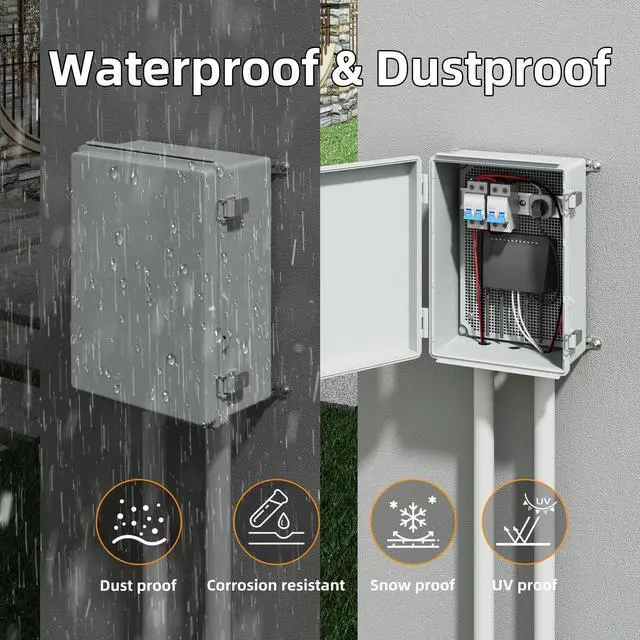 Alt view image 2 of 6 - 14X10X6 Waterproof Junction Box Plastic Outdoor Weatherproof Box Nema 4 Enclosure Outdoor Electrical Control Box Weather Proof for WiFi Router Timer Marine