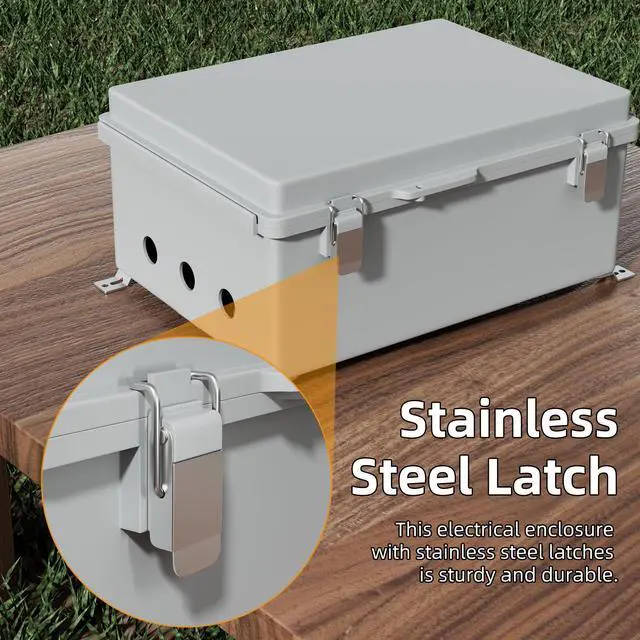 Alt view image 5 of 6 - 14X10X6 Waterproof Junction Box Plastic Outdoor Weatherproof Box Nema 4 Enclosure Outdoor Electrical Control Box Weather Proof for WiFi Router Timer Marine