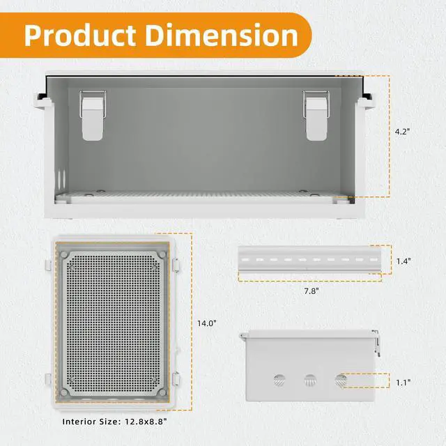 Alt view image 4 of 6 - 14X10X6 Waterproof Junction Box Plastic Outdoor Weatherproof Box Nema 4 Enclosure Outdoor Electrical Control Box Weather Proof for WiFi Router Timer Marine