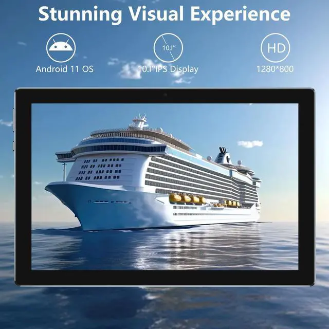 Alt view image 2 of 6 - Android 13 Tablet, 10 Inch 12GB RAM+128GB ROM/ 2TB Expandable Tablet, 2.0GHz Quad-core Processor, 1280*800 HD Touch Screen, 5G WiFi6 BT 5.0, 2 in 1 Tablets with Keyboard Case Mouse Stylus Black