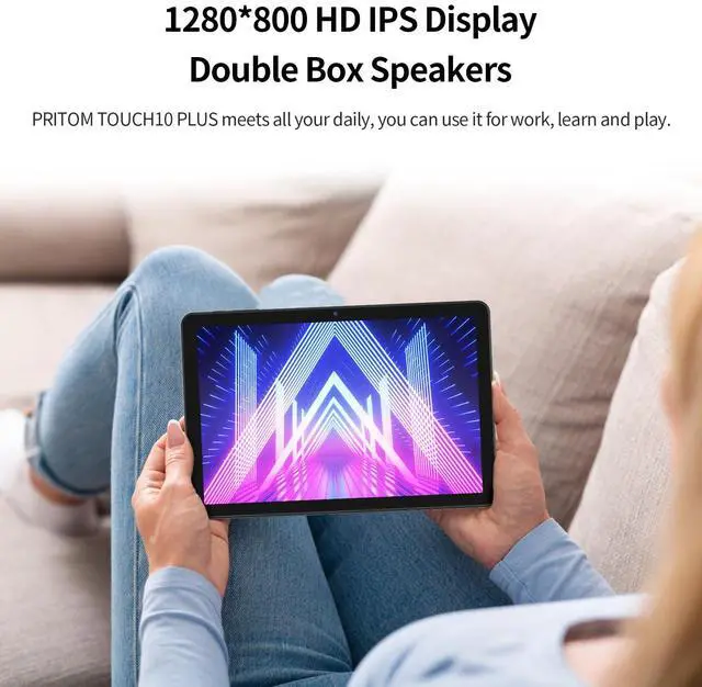 Alt view image 5 of 7 - All-New Tablet 10 inch Android 14, Octa-Core, WI-FI 6, 2 in 1 Tablets HD IPS Display, 64GB, with Keyboard, a Customized Case, Charger & Mouse, Bluetooth, Dual Camera, Google Tablet