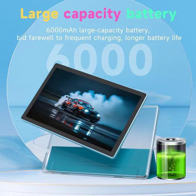 Alt view image 6 of 7 - Android 15 Tablet, 10 Inch 18GB RAM+128GB ROM/ 2TB Expandable Tablet, 2.0GHz Quad-core Processor, 1280*800 HD Touchscreen, 5G WiFi6 BT 5.0, 2 in 1 Tablets with Keyboard Case Mouse Stylus, Navy