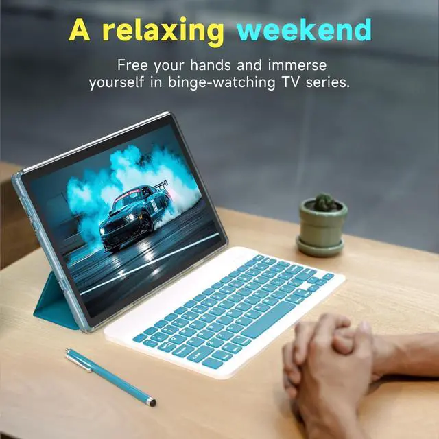 Alt view image 7 of 7 - Android 15 Tablet, 10 Inch 18GB RAM+128GB ROM/ 2TB Expandable Tablet, 2.0GHz Quad-core Processor, 1280*800 HD Touchscreen, 5G WiFi6 BT 5.0, 2 in 1 Tablets with Keyboard Case Mouse Stylus, Navy