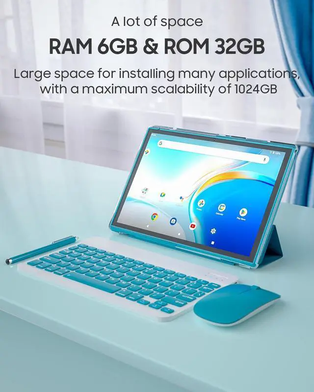 Alt view image 6 of 7 - Tablet 2 in 1 Android 14 Tablet with Keyboard 10 inch Tabletas, Include Mouse Stylus Pen Case, 6000mAh 6GB+32GB ROM 1TB Expandable Tableta, 2MP+8MP Dual Camera, WiFi-6 BT Tablets PC.