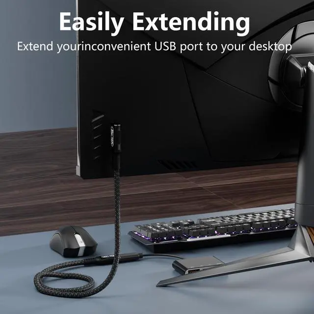 Alt view image 7 of 7 - 6.6ft/2m 80Gbps USB4 Extension Cable with 90-Degree Right Angle ,Thunderbolt 5/4 Compatible,16k/Dual 8K@60Hz Video, 240W Charging ,Usb C Male to Female Cable for M_acBook,Tablet,Docking and More