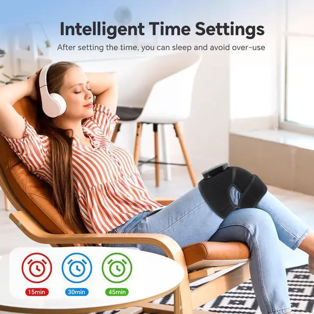 Alt view image 3 of 7 - Cordless Heated Knee Massager for Knee Shoulder Elbow, Heated Knee Brace with Vibration for Men and Women, 3 Vibration Modes and 6-Level Heating, 3 Timer Setting, Heating Pad for Knee, Black