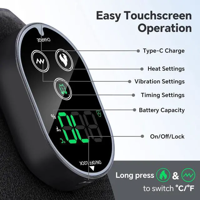 Alt view image 6 of 7 - Cordless Heated Knee Massager for Knee Shoulder Elbow, Heated Knee Brace with Vibration for Men and Women, 3 Vibration Modes and 6-Level Heating, 3 Timer Setting, Heating Pad for Knee, Black