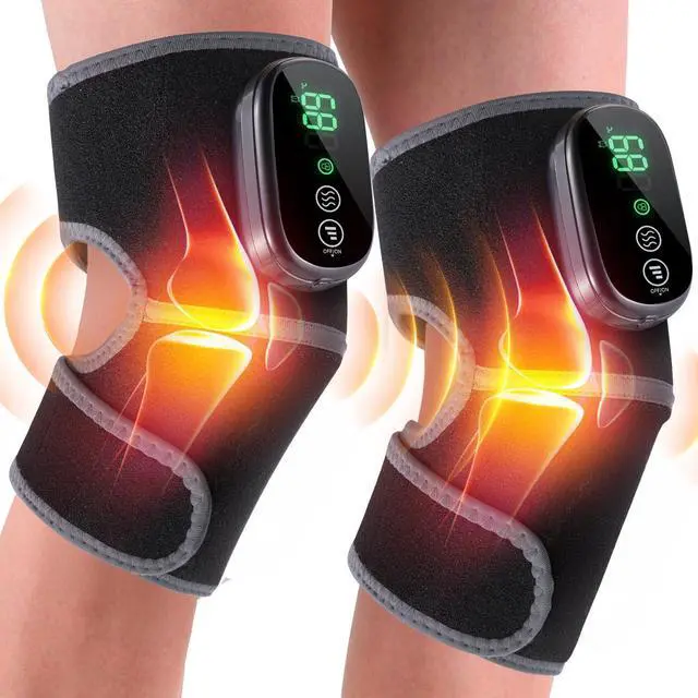 Main image of Cordless Heated Knee Massager, 3-in-1 Heating Pad with 3 Vibration and Heating Mode, Auto-Off Timer, Knee Brace for Shoulder Elbow, Gifts for Men Women, Black, 2 PCS