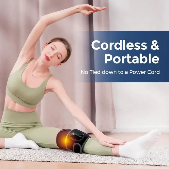 Alt view image 5 of 6 - Cordless Heated Knee Massager, 3-in-1 Heating Pad with 3 Vibration and Heating Mode, Auto-Off Timer, Knee Brace for Shoulder Elbow, Gifts for Men Women, Black, 2 PCS