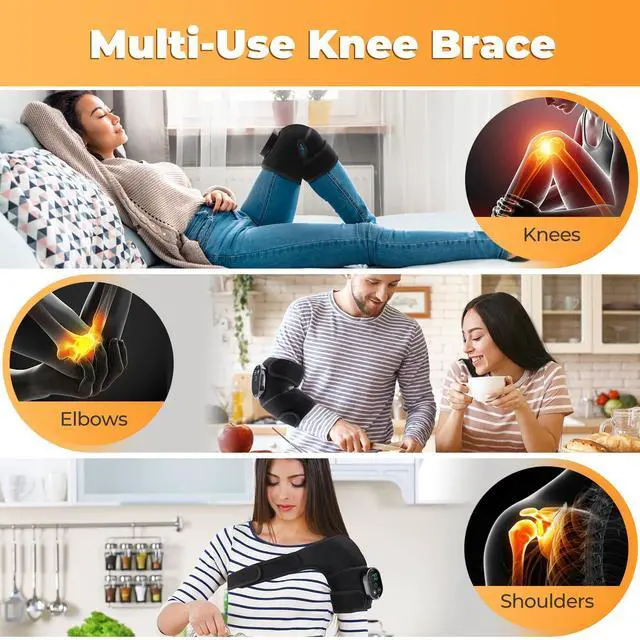 Alt view image 3 of 7 - Cordless Knee Heating Pad with Massage, Heated Knee Wrap Brace for Women and Men Joint Pain Relief, Ideal Christmas Gift for Mom and Dad