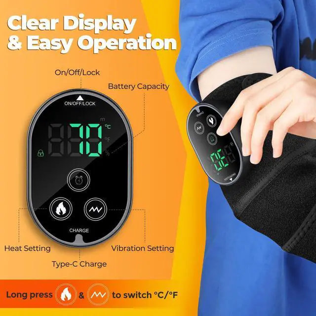 Alt view image 7 of 7 - Cordless Knee Heating Pad with Massage, Heated Knee Wrap Brace for Women and Men Joint Pain Relief, Ideal Christmas Gift for Mom and Dad